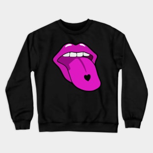 Pink tongue with heart Egirl gesture Crewneck Sweatshirt